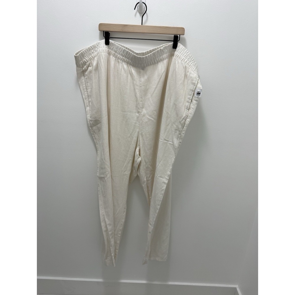 Old Navy Wide Leg Linen Blend Pants – Women's Size 4X White Comfort Waistband